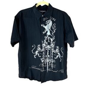 US Expedition Black Graphic Lion Crest Shirt Men’s M 100% Cotton Casual rocker